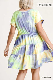 70 PSS-U {Easy Days Ahead} "UMGEE" Tie-Dye Dress PLUS SIZE XL, 1XL, 2XL