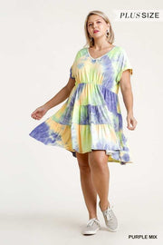 70 PSS-U {Easy Days Ahead} "UMGEE" Tie-Dye Dress PLUS SIZE XL, 1XL, 2XL