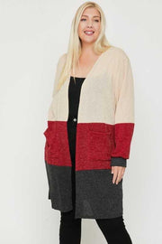 SALE!!  40 OT-E {Holding Hope} Tan Burgundy Ribbed SALE!!  Cardigan PLUS SIZE XL 2X 3X