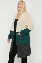 SALE!! 40 OT-D {Cozy Essence} Tan Green Ribbed Cardigan SALE!!!   PLUS SIZE XL 2X 3X