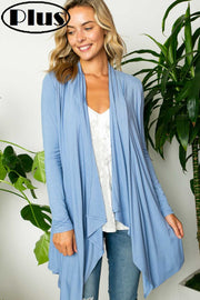 SALE!! 41 OT-Y [Next to Me} Dusty Blue Cardigan w/Pointed Hem PLUS SIZE XL 2X 3X