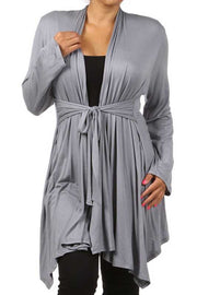 SALE!!  41 OT-C {Time To Go} Grey Tie Front Cardigan  PLUS SIZE XL 2X 3X