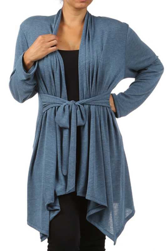 SALE!!  41 OT-A {No Blues Here}  Indigo Tie Front Cardigan PLUS SIZE XL 2X 3X