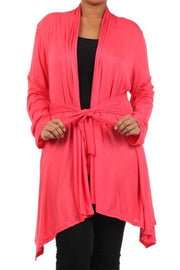 SALE!!  41 OT-B {Mind Of My Own} Coral Tie Front  Cardigan PLUS SIZE XL 2X 3X