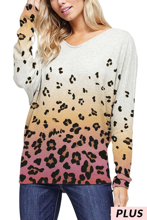 41 CP-D {Look into my eyes} Ivory/Rose Animal Print Tunic w/Criss Cross Back 1X 2X 3X