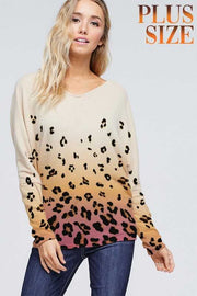 41 CP-D {Look into my eyes} Ivory/Rose Animal Print Tunic w/Criss Cross Back 1X 2X 3X