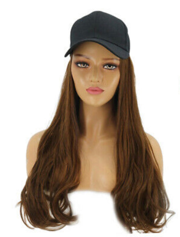 SALE!! {Penelope} Dark Brown Long Baseball Hat Wig