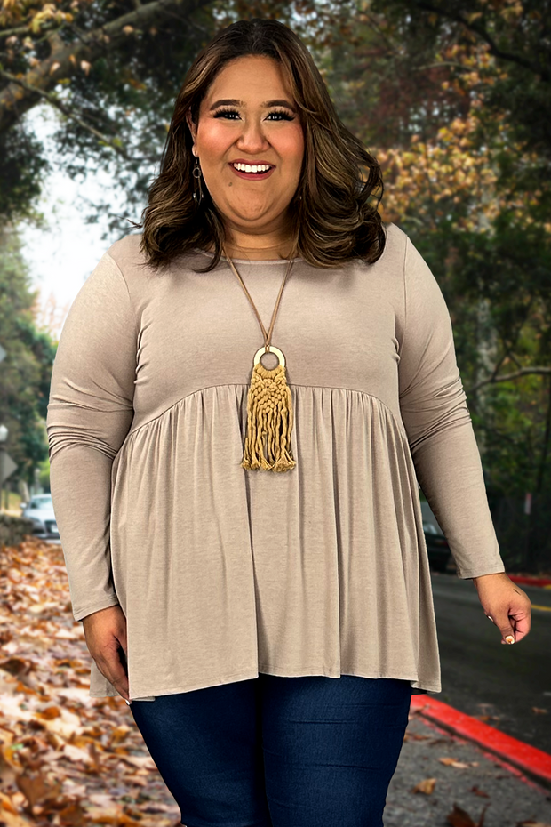 96 SLS-G {Keep It Going} Ash Mocha Babydoll Hi/Low Top PLUS SIZE 1X 2X 3X