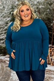 94 SLS-B {Keep It Going} Teal Babydoll Hi/Low Top PLUS SIZE 1X 2X 3X