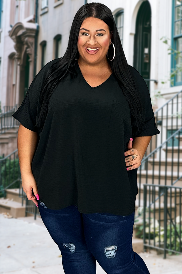 70 SSS-B {Laid Back Ways} Black Dolman Sleeve Top PLUS SIZE 1X 2X 3X