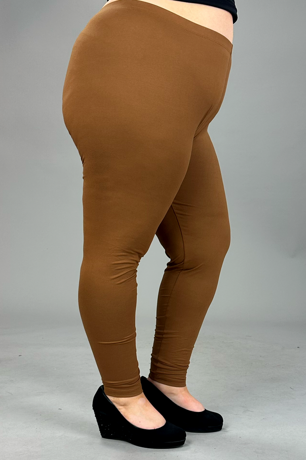 BT-99 {Leg Up} Deep Camel Microfiber Full Length Leggings PLUS SIZE 1X 2X 3X