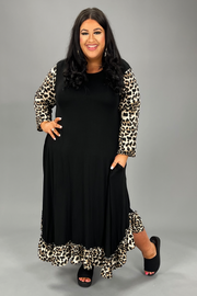 SALE!! LD-U {Leopard All Around} Black/Leopard Print Dress PLUS SIZE XL 2X 3X