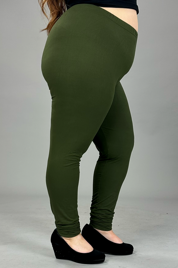 LEG-X  {Pursuit Of Comfort} Olive Full Length Leggings EXTENDED PLUS SIZE 3X/5X