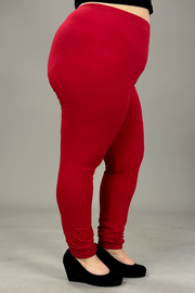 LEG-24 {Pursuit Of Comfort} Red Full Length Leggings  EXTENDED PLUS  3X/5X