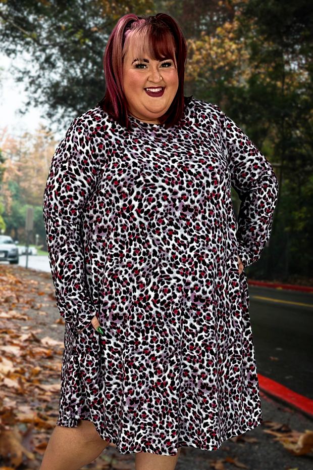 28 PLS-Q {Scorching Good Looks} Purple Leopard Print Dress PLUS SIZE 1X 2X 3X 4X 5X