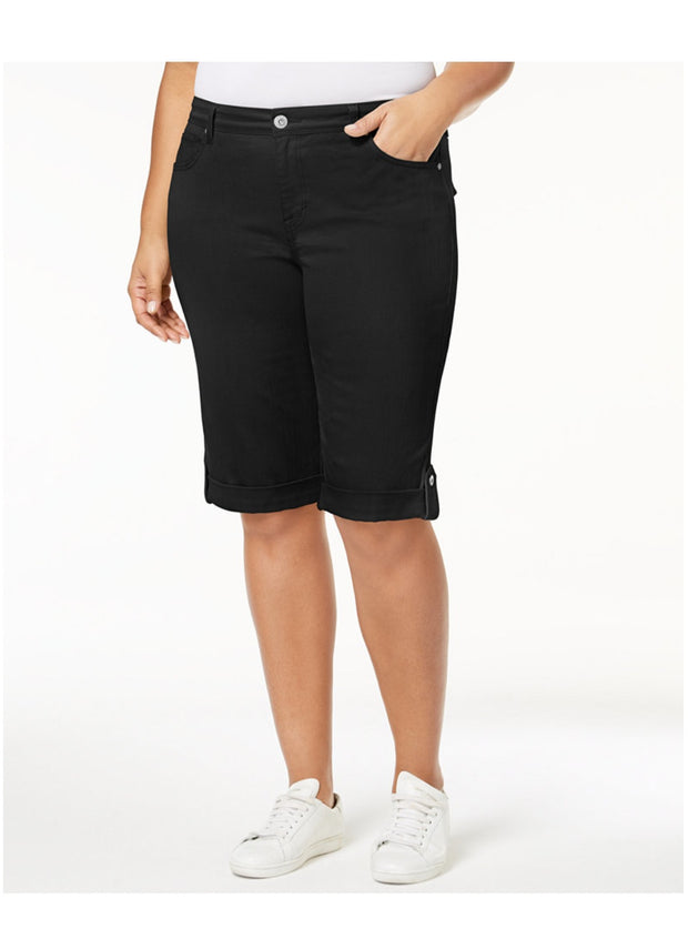 BT-R  M-109 "Style & Co." Black Denim Skimmer Shorts RETAIL $56.50 PLUS SIZE 14W 16W 18W 20W 24W