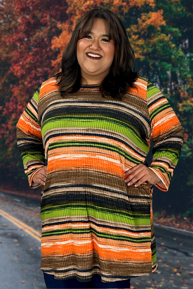 SALE!! 52 PQ-R {Simple and Sassy} Orange Stripe Print Tunic SALE!! CURVY BRAND!!  PLUS SIZE 1X 2X 3X 4X 5X 6X