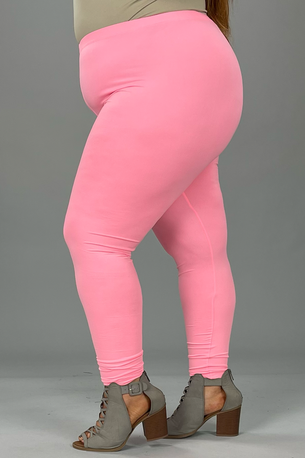 SALE!! LEG-18 {Soft Candy} Pink Butter Soft Full Length Leggings PLUS SIZE XL 2X 3X