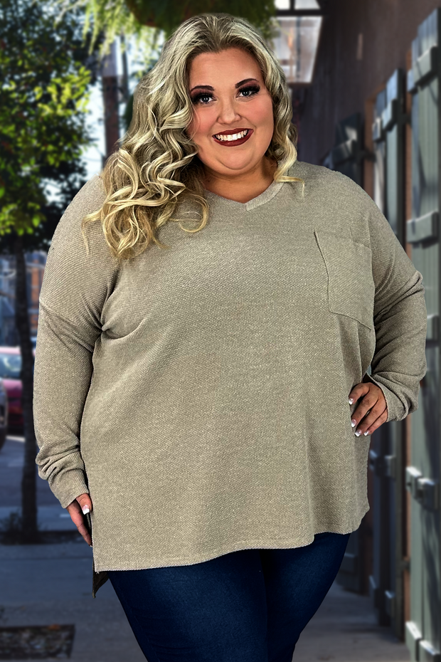 SALE!! 94 SLS-T {All On You} Ash Mocha Melange Jacquard Top PLUS SIZE 1X 2X 3X