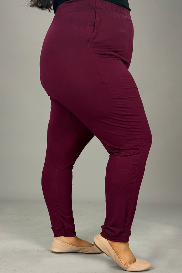 BT-G {Always Moving} Burgundy Joggers  PLUS SIZE 1X 2X 3X