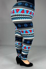 BT-99 {Blue Christmas} Blue Christmas Tree Print Leggings EXTENDED PLUS SIZE 3X/5X