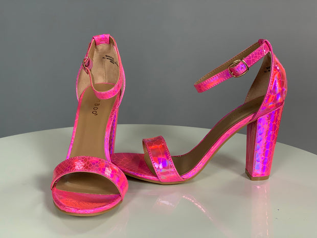 SALE!! Shoe{Can't Stop The Fun} Neon Pink Snakeskin Heels