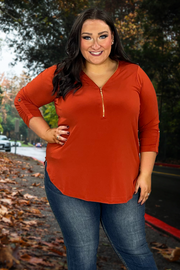 SALE!! 81 SD-A {Classy Threads} Rust Top with Gold Zipper PLUS SIZE 1X 2X 3X