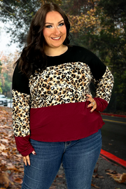 SALE! 97 CP-N {Do What You Can} Black Burgundy Animal Print Top PLUS SIZE XL 2X 3X