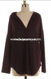 Hd-O {Such A Cutie} Dark Plum V-Neck Hi-Lo Sale!! (Runs Small) Hoodies