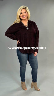 Hd-O {Such A Cutie} Dark Plum V-Neck Hi-Lo Sale!! (Runs Small) Hoodies