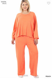 SALE!! 17 SET-D {Raising The Bar} Peach Loungewear Set PLUS SIZE 1X 2X 3X