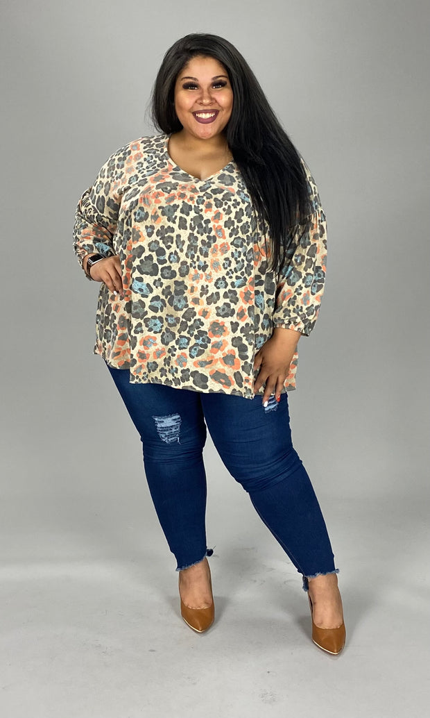 69 PQ-J {Beautifully You} Taupe Animal Print Top PLUS SIZE 1X 2X 3X