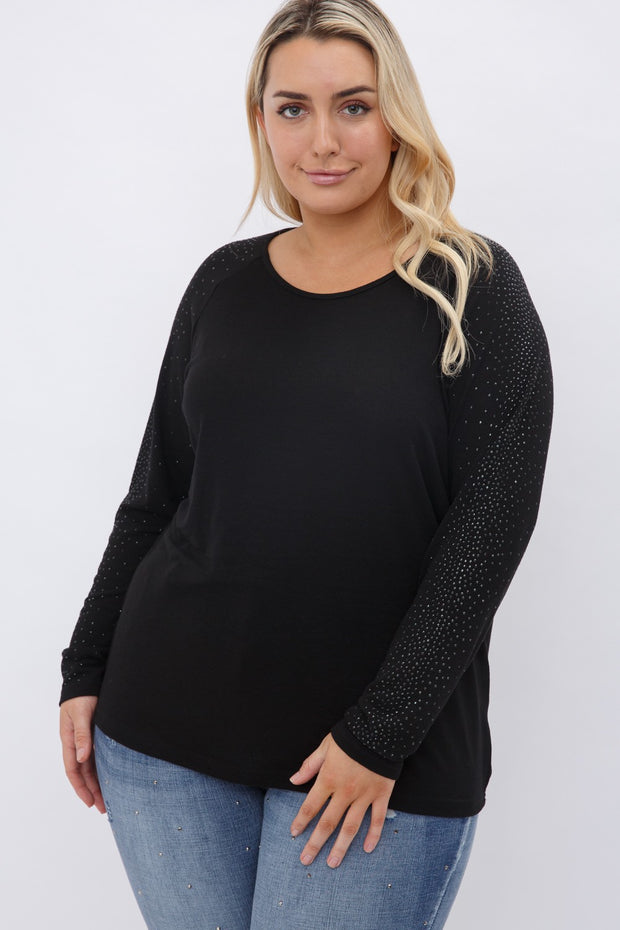 27 SD {Feeling Cherished} VOCAL Black Top w/Studded Sleeves PLUS SIZE XL 2X 3X