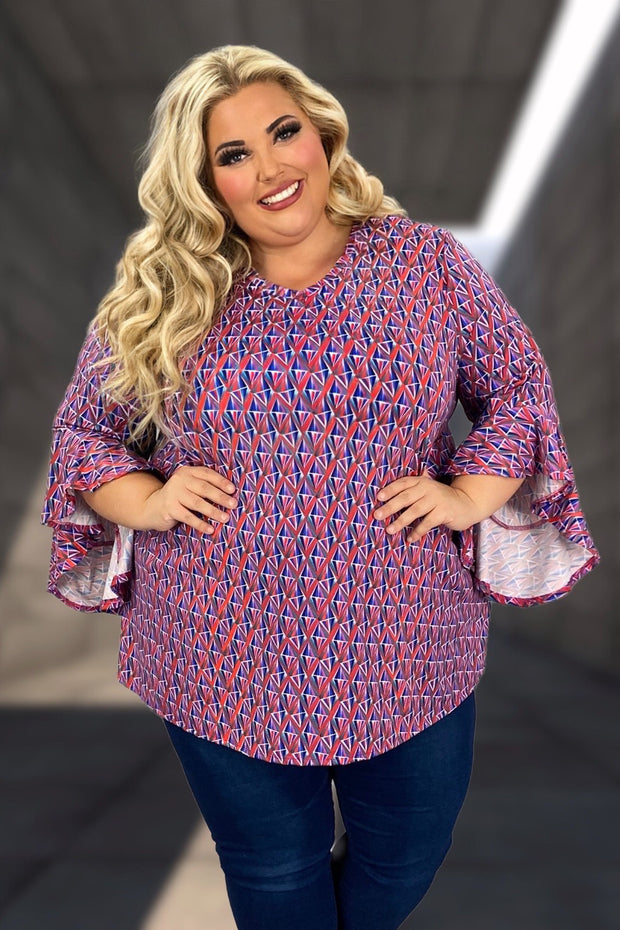 91 PQ {Promising Smile} Magenta Diamond Print Top EXTENDED PLUS SIZE 4X 5X 6X