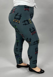 LEG-29 {Cool Pups}  Dogs w/Glasses Printed Leggings  EXTENDED PLUS SIZE 3X/5X