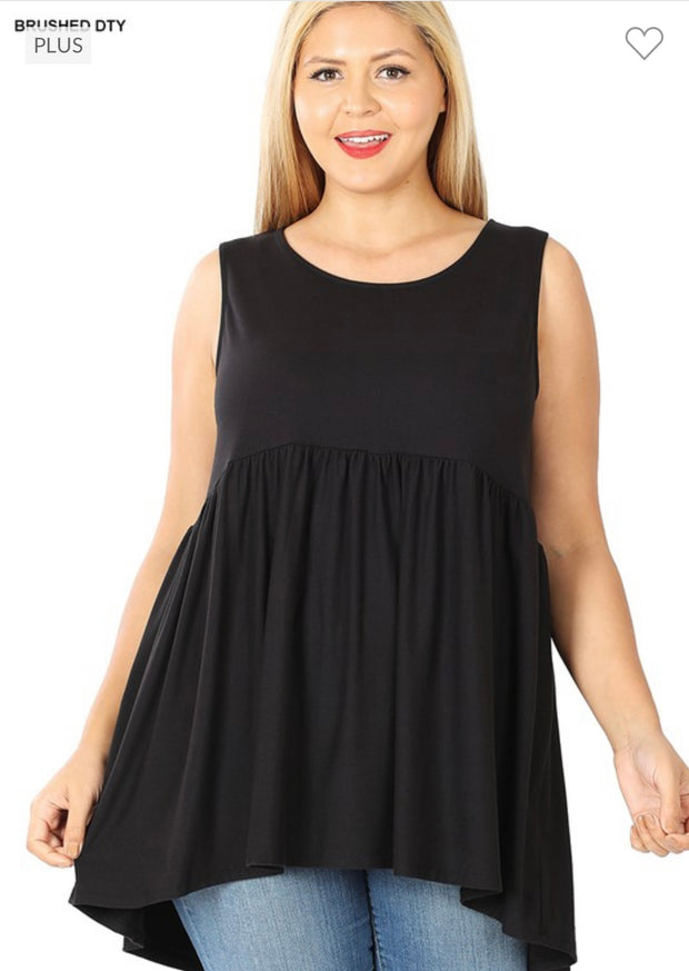 SALE!! 57  SV-G {Never Better} Black Sleeveless Babydoll Top PLUS SIZE 1X 2X 3X