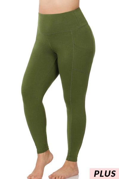 SALE!! BT-99 {Gym Code} Army Green Cotton Pocket Leggings