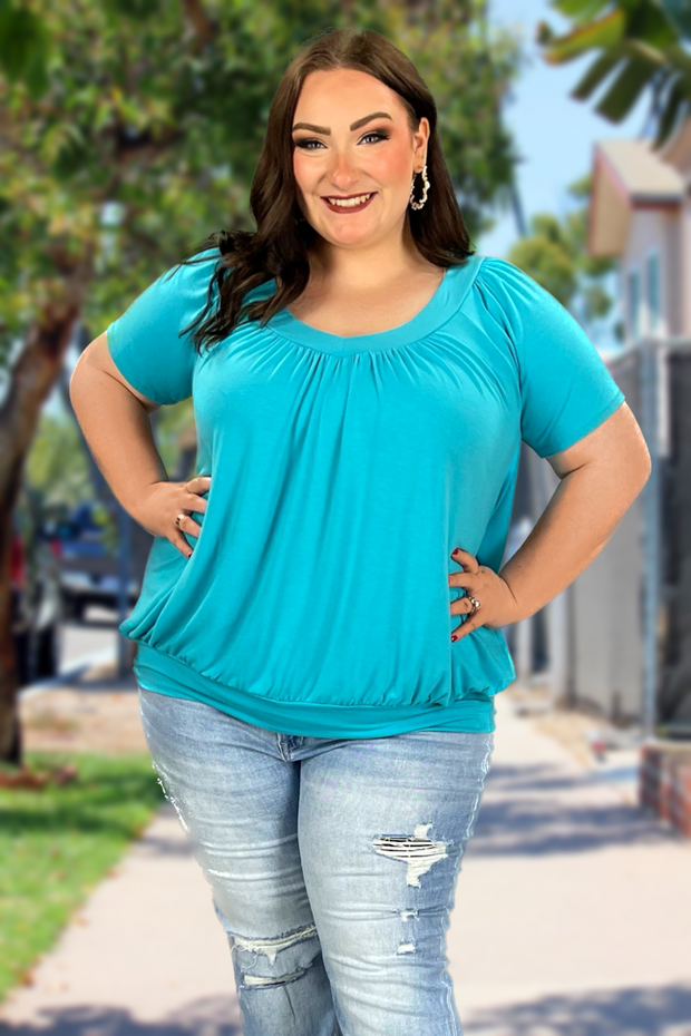 93 SSS-C {The Best Of The Best} Ice Blue V-Neck Top PLUS SIZE 1X 2X 3X