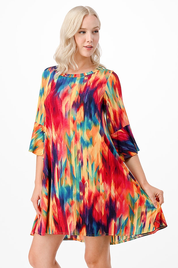 SALE!! 93 PQ-C {Color Loving} Multi-Color Print Dress PLUS SIZE 1X 2X 3X