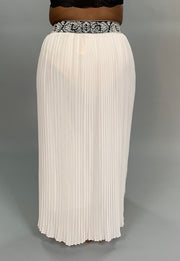 SALE!! BT-A Off-White Pleated Skirt  with Wide Elastic Banded Waist  PLUS SIZE