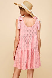 SALE!! 20 SV-A [Stunning Gaze} Pink Eyelet Lined Tiered Dress PLUS SIZE 1X 2X 3X