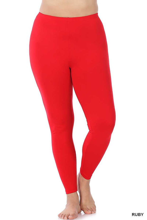 BT-99  {Bend My Way} Red "Butter Soft" Full Length Leggings PLUS SIZE 1X 2X 3X