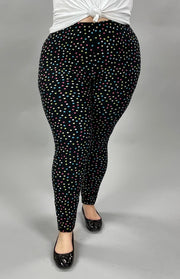 LEG-34 {Party Dots} Multi Colored Dot Print Leggings EXTENDED PLUS SIZE 3X/5X