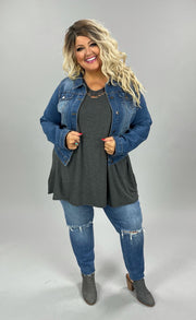 SALE!! 34 OT-A {Taking Steps} Denim Button Up  Jacket Plus Size 1X 2X 3X