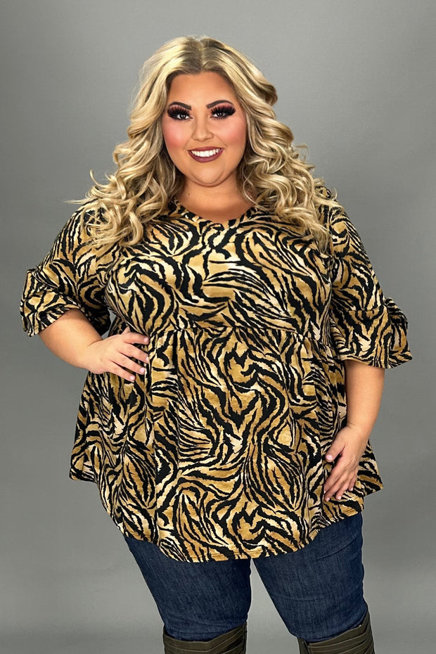 SALE!! 25 PSS {A Better Idea} Taupe/Black Animal Print Babydoll Top EXTENDED PLUS SIZE 3X 4X 5X