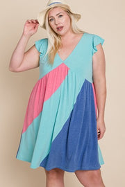 SALE!! 67 CP-D {The Joy Of Color} Mint Color Block Babydoll Dress PLUS SIZE 1X 2X 3X