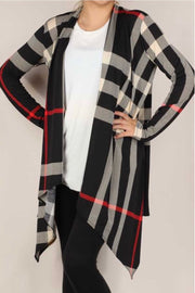 SALE! 30 OT-C {Not My Type} Black Red Plaid Cardigan PLUS SIZE XL 2X 3X