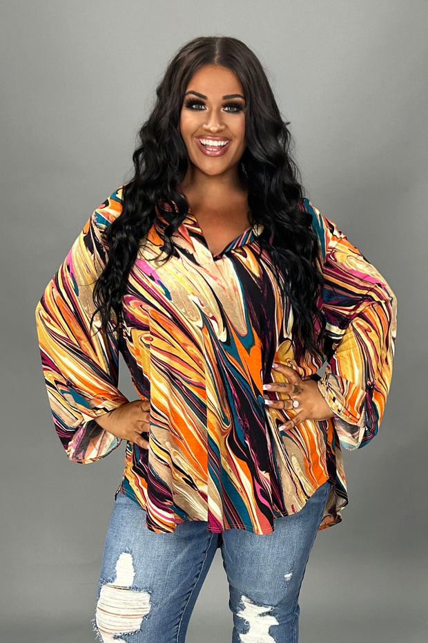 41 PQ {Mend Your Heart} Multi-Color Swirl Print Top PLUS SIZE 1X 2X 3X