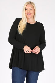 SALE! 72 SLS-D {Making Life Easy} Black Rounded Hem Tunic  PLUS SIZE 1X 2X 3X 4X 5X