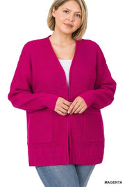 SALE! 57 OT-F {Leading Lady} MAGENTA Waffle Knit Cardigan PLUS SIZE 1X 2X 3X